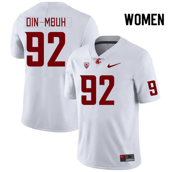 Women #92 Ansel Din-Mbuh Washington State Cougars College Football Jerseys Stitched Sale-White